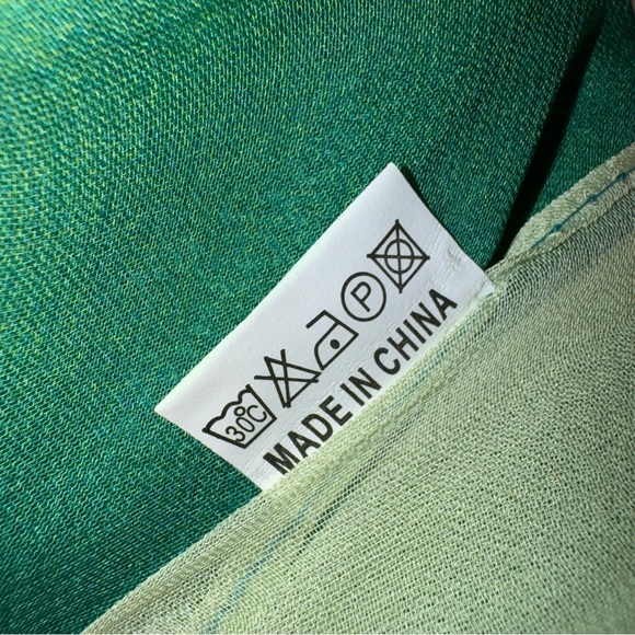 Ombre Light Green Teal Gradient Silk-Like Long Scarf Shawl Sheer Cover Up Swim - Picture 5 of 5